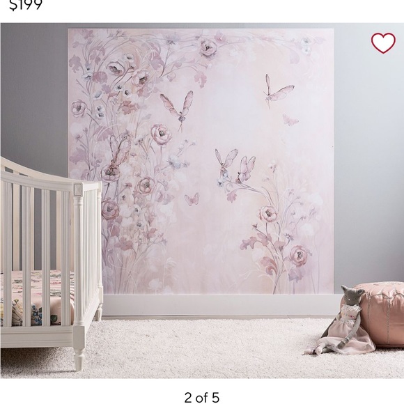 Floral Butterfly Wall Mural - Pink and Cream